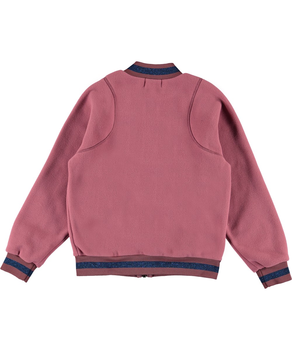 Unique - Withered Rose - Roze fleece jas met glitter strepen