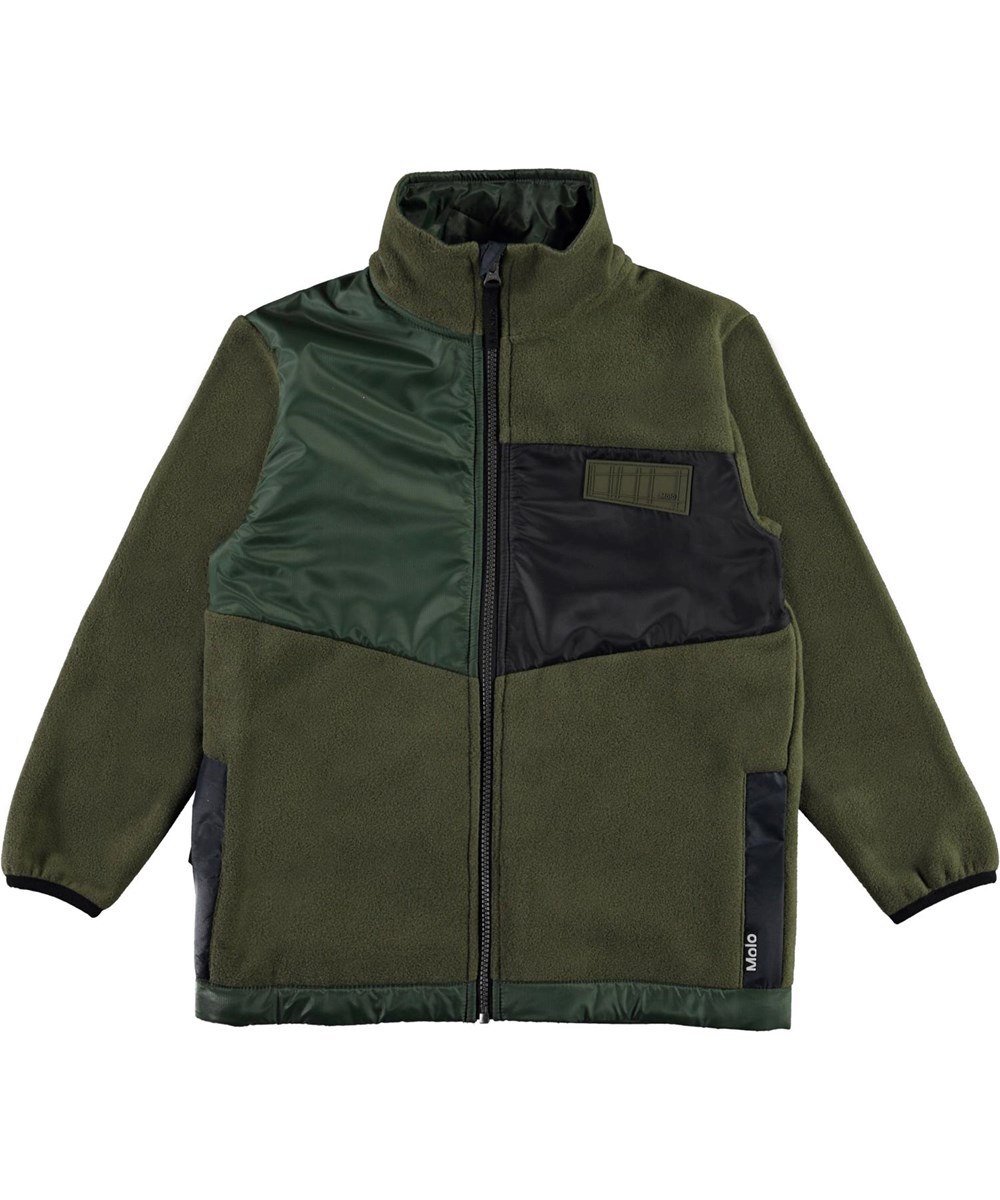 Urbain - Vegetation - Groene fleece jack met zwarte details
