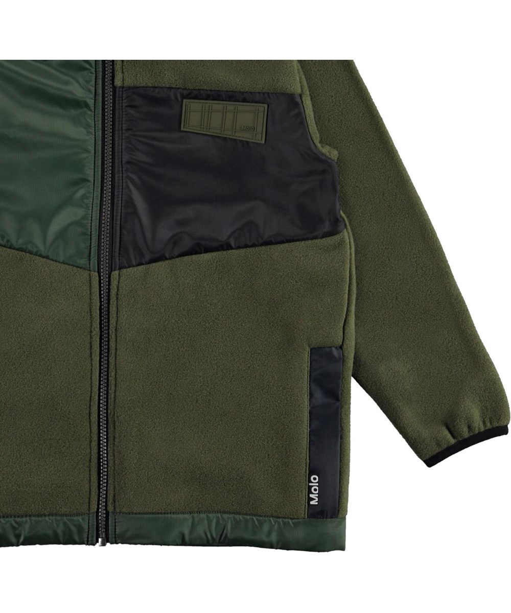 Urbain - Vegetation - Groene fleece jack met zwarte details