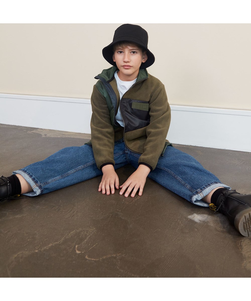 Urbain - Vegetation - Groene fleece jack met zwarte details