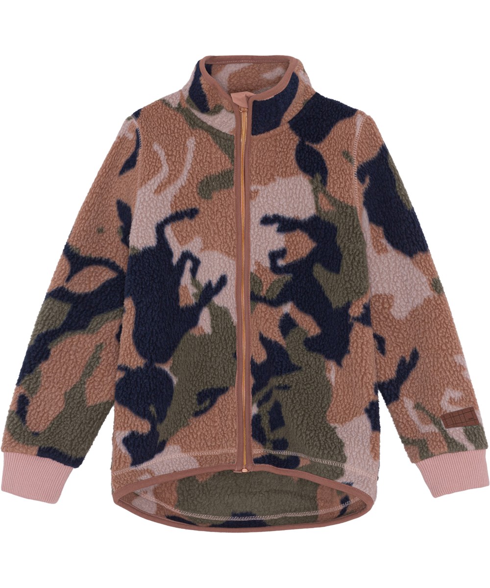 Urban - Big Camo Horse - Gerecyclede lichtroze fleece met camouflage paarden
