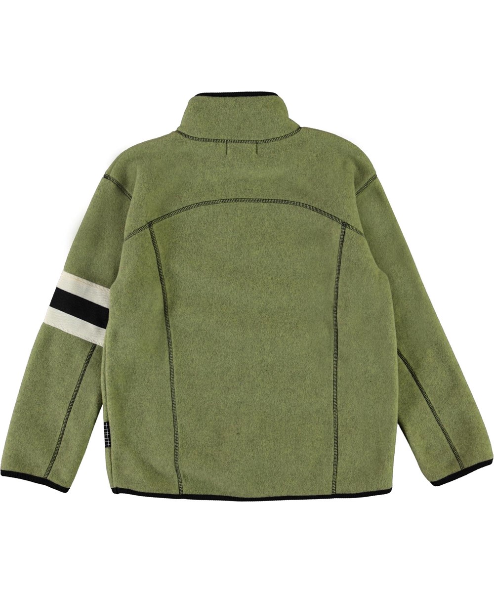 Urbano - Khaki Green - Groene fleece jas met strepen