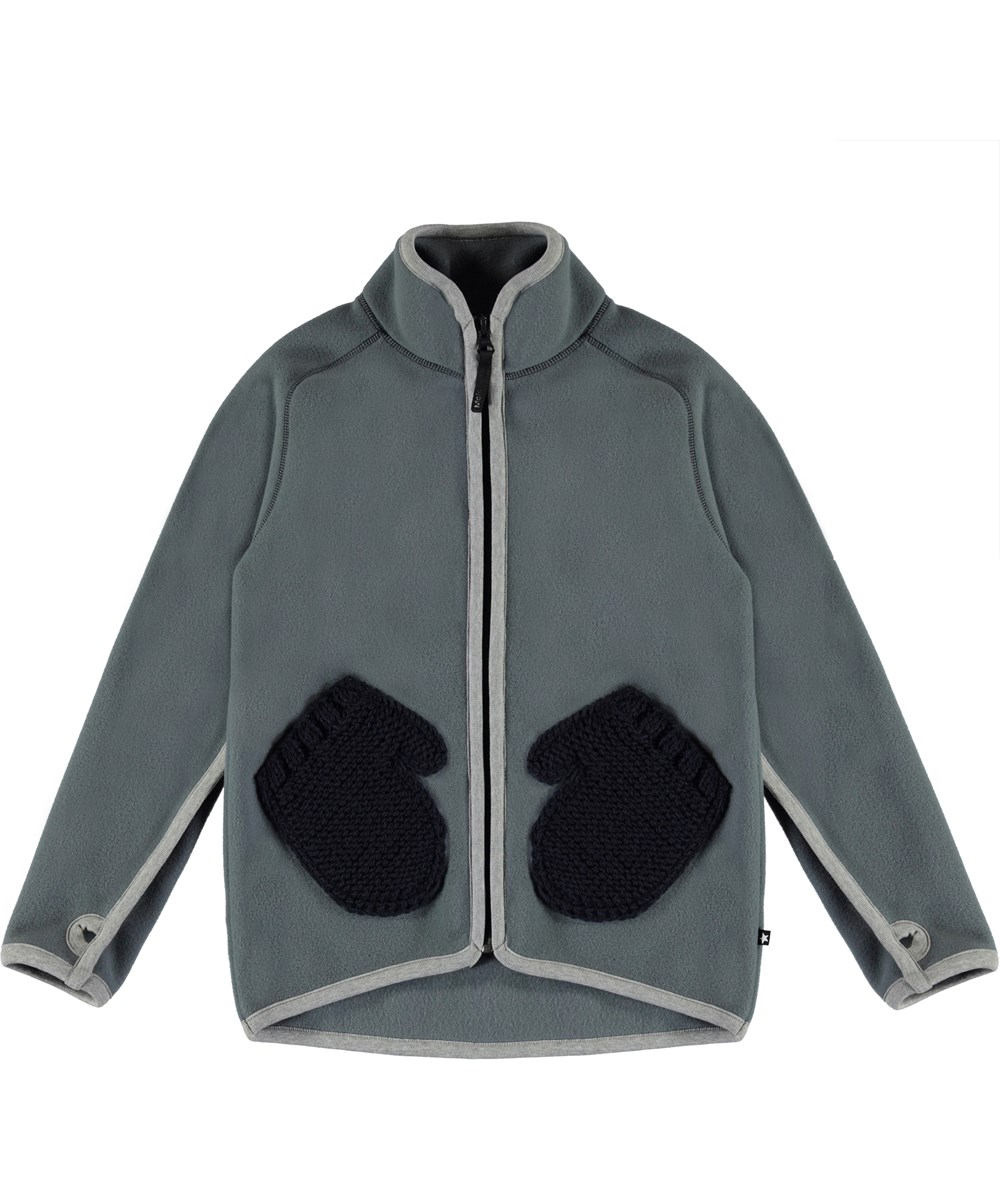 Ushi - Stormy Weather - Grijze fleecejas met wanten zakken