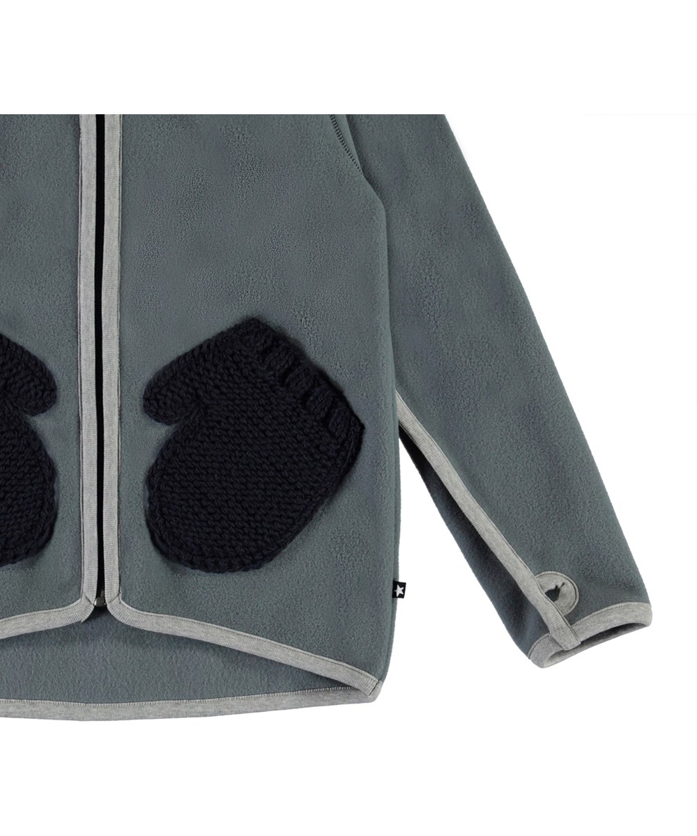 Ushi - Stormy Weather - Grijze fleecejas met wanten zakken