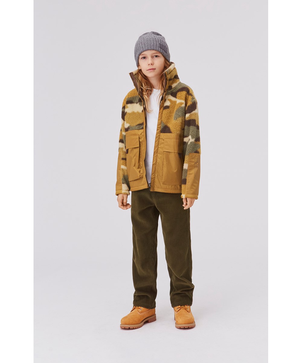 Utha - Autumn Camo 5 - Gerecyclede bruine camouflage fleece jas