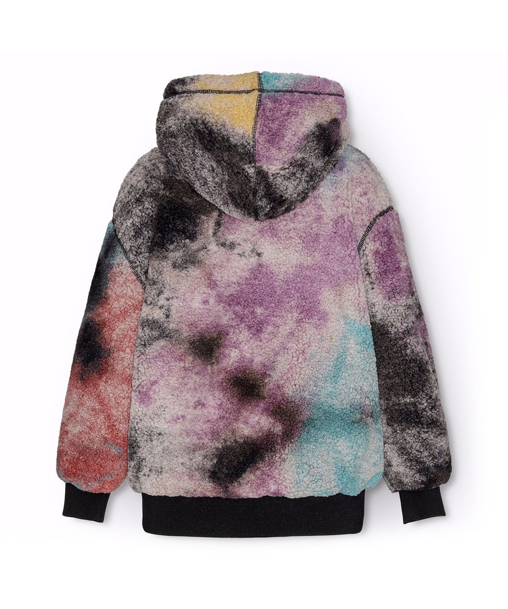 Hazzy - Galactic Dye - Gekleurde tie-dye jas voor kinderen van zacht imitatiebont met rits.