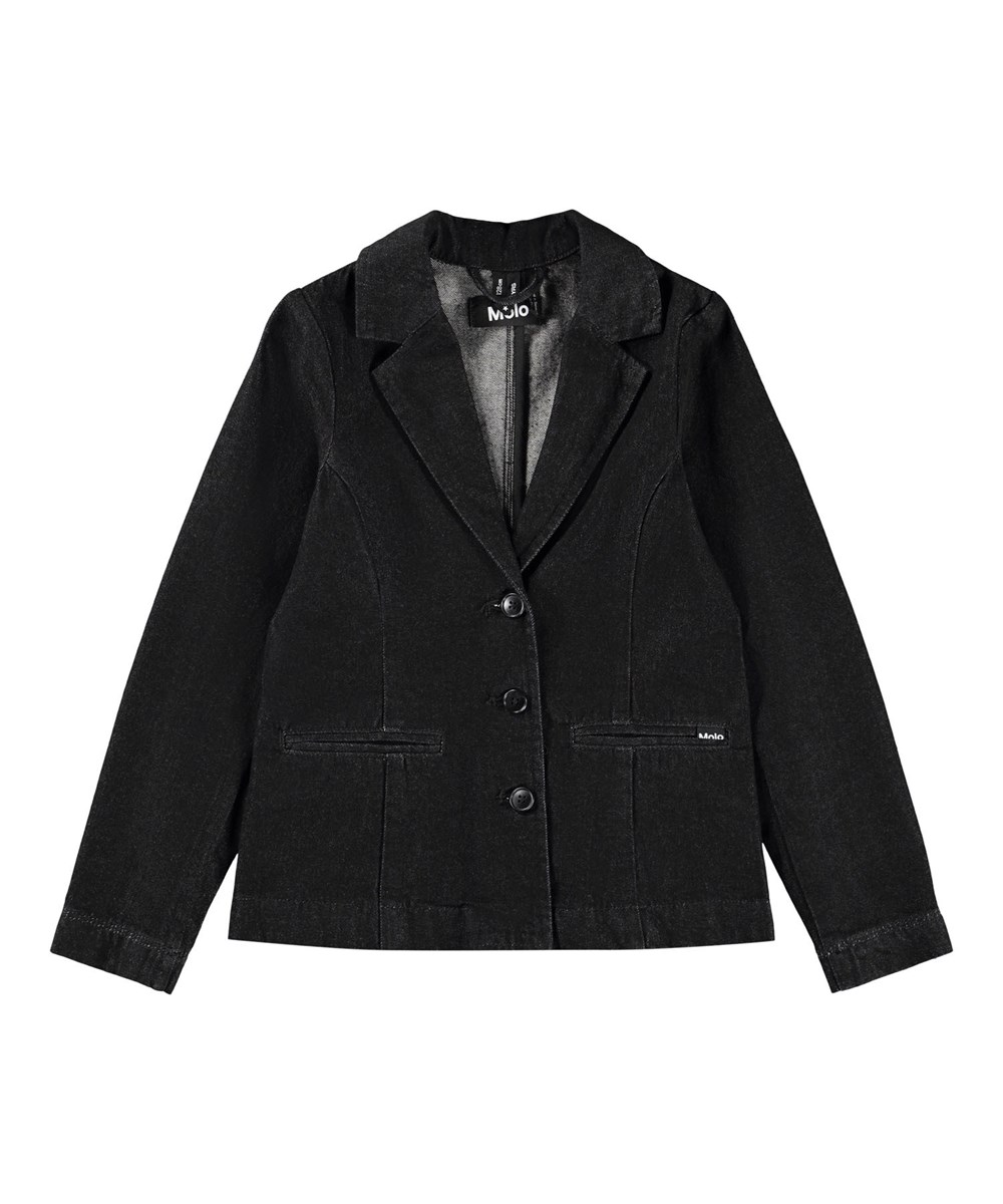 Hea - Washed Black - Donkergrijze denim blazer van biologisch katoen. 