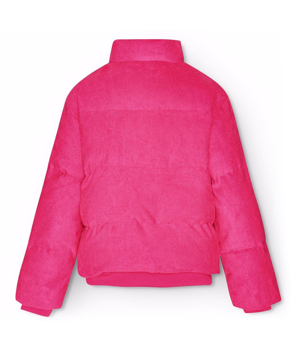 Helina - Shocking Pink - Roze ribfluwelen jas voor kinderen gemaakt van katoen met donsvulling.