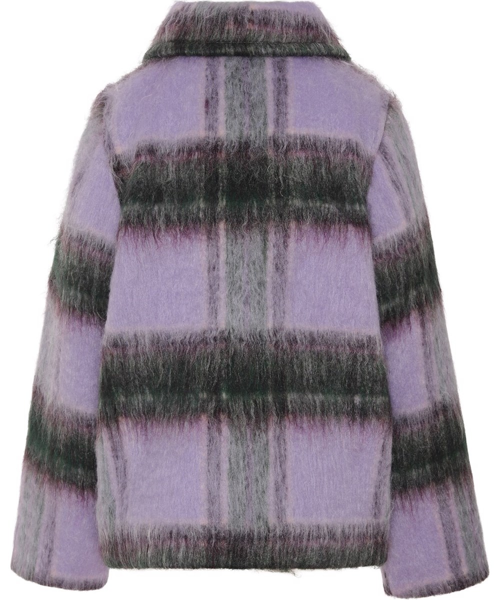 Helle - Lilac Check - Paarse geblokte jas met knopen