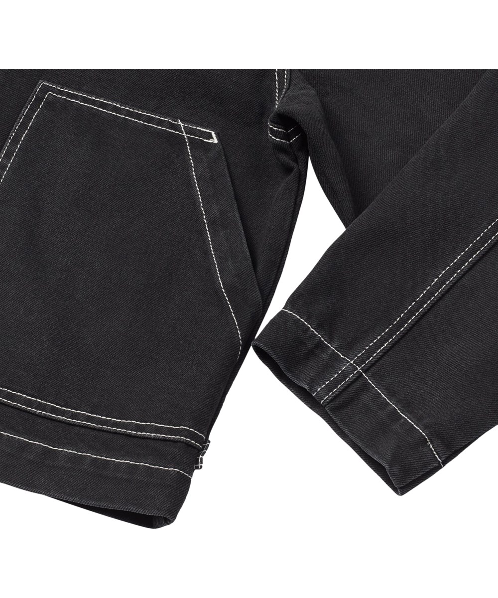 Hetson - Washed Black - Zwarte spijkerjas voor kinderen gemaakt van biologisch katoen met ritssluiting.