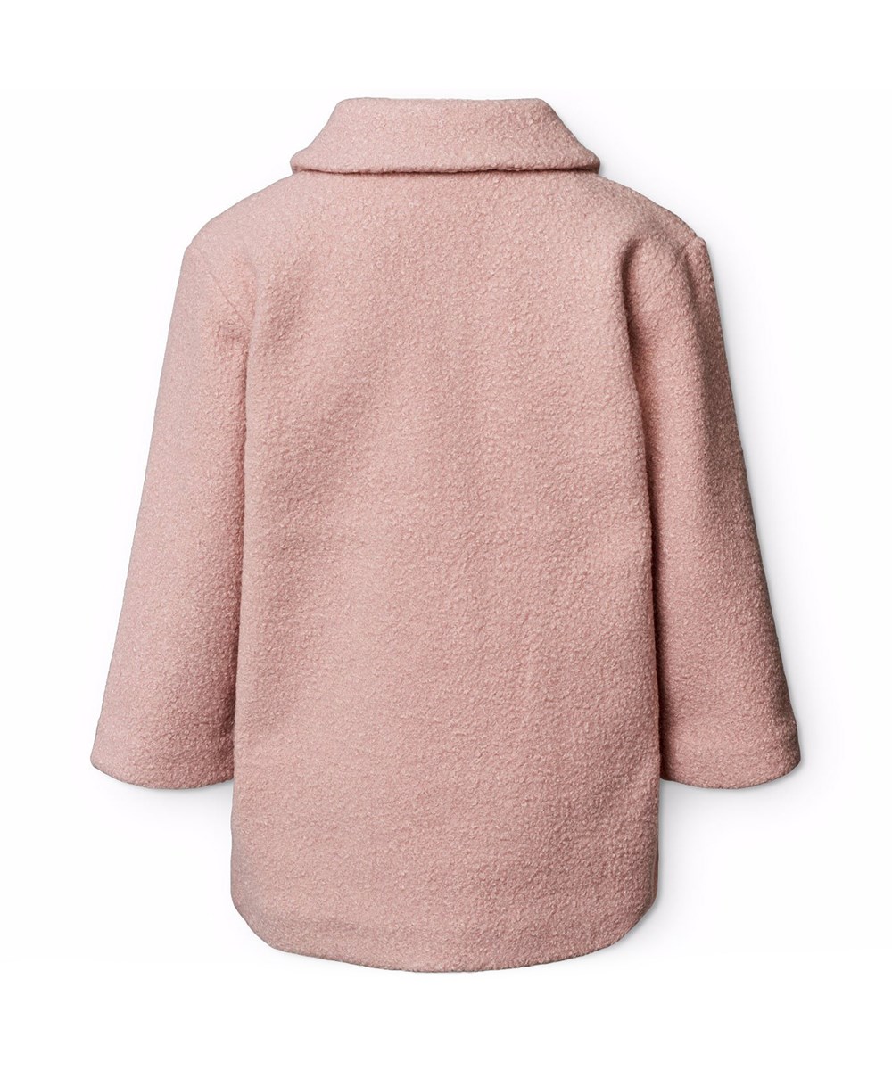 Hope - Petal Blush - Knielange roze jas voor kinderen, geweven in een elegante Bouclé.