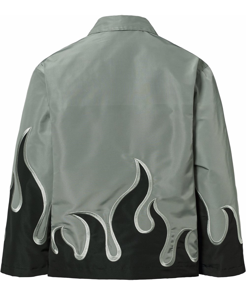 Hotson - Heated - Grijze kinderjas met zwarte vlammen gemaakt van glanzend polyester.