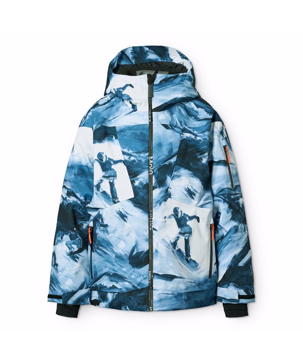 Alpine - Arty Mountains - Wind- en waterdichte blauw-witte winterjas voor kinderen gemaakt van gerecycled polyester en gevoerd met 3M™ Thinsulate™.