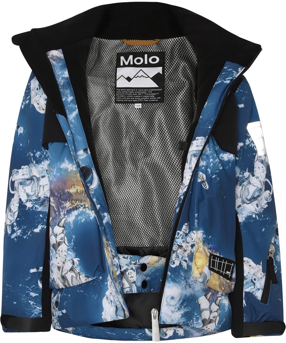 Alpine - Astronauts - Gerecyclede blauwe ski-jas met astronautenprint