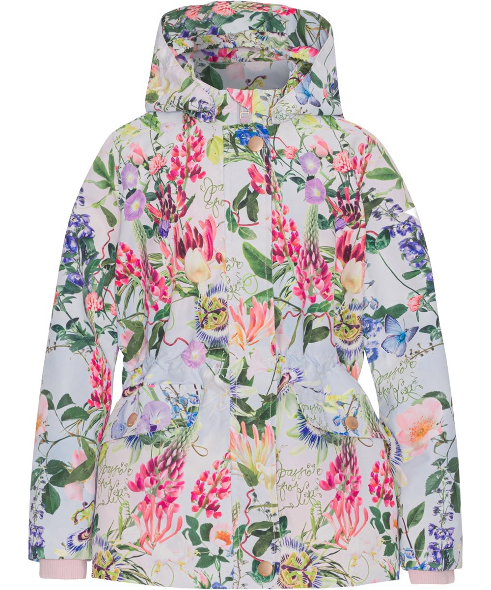 Carole - Big Passion - Gerecyclede lichtblauwe parka met bloemenprint