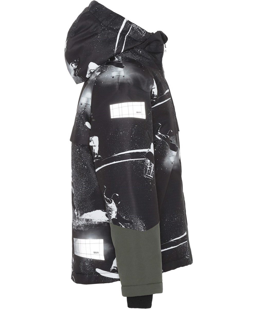 Castor - 360 By Night - Gerecyclede zwarte winterjas met snowboards