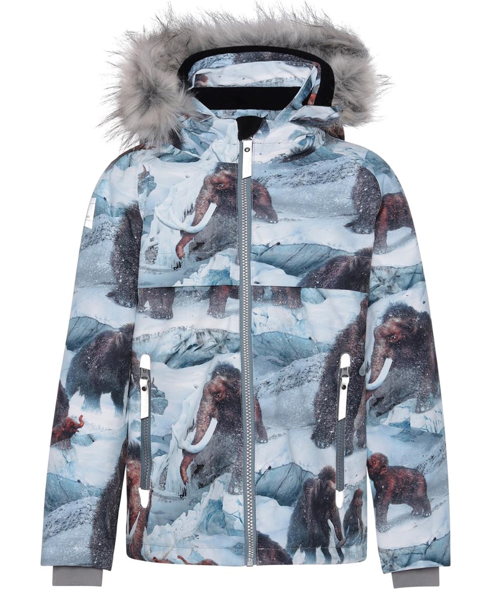 Castor Fur - Mammoth - Gerecyclede lichtblauwe winterjas met mammoetprint