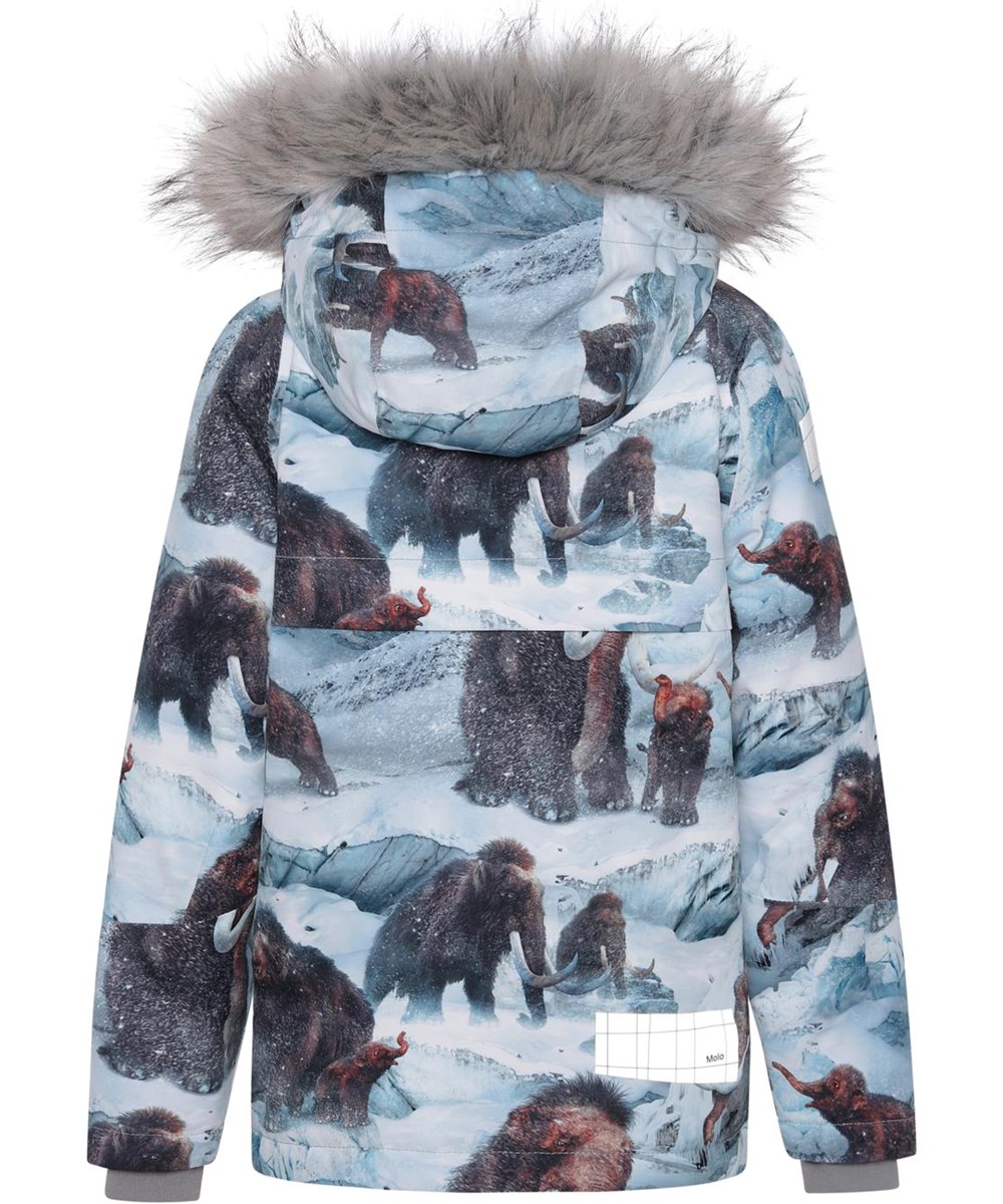 Castor Fur - Mammoth - Gerecyclede lichtblauwe winterjas met mammoetprint
