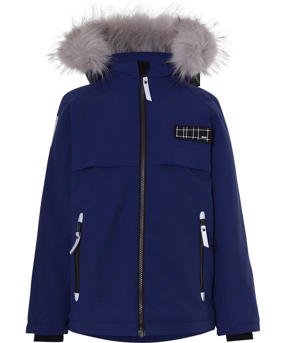 Castor Fur Recycle - Ink Blue - Gerecycled blauwe winterjas met nepbont