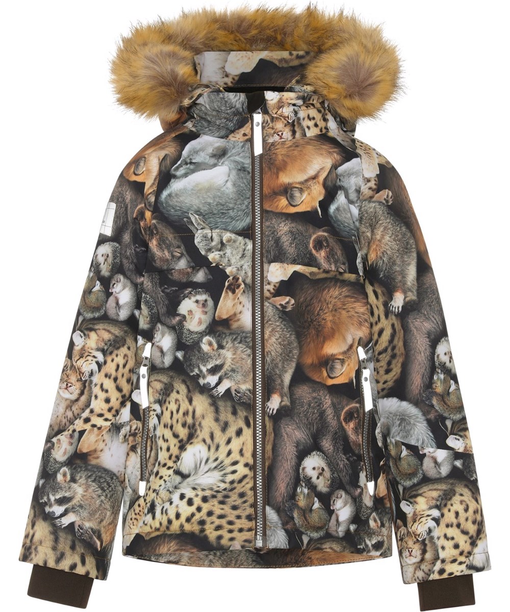 Castor Fur - Sleeping Cubs - Gerecyclede winterjas met dierenprint