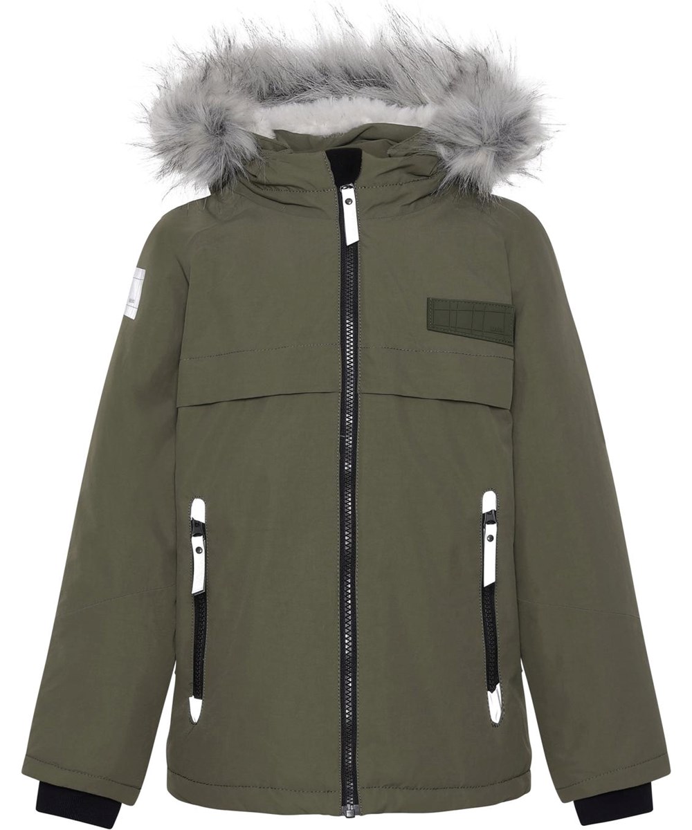 Castor Fur - Vegetation - Gerecyclede groene winterjas met imitatiebont