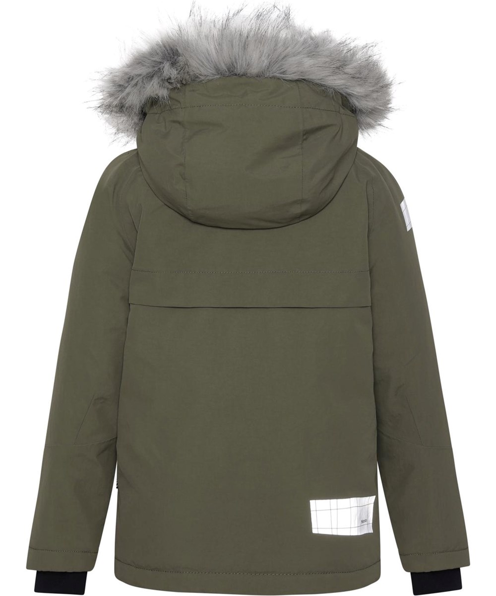 Castor Fur - Vegetation - Gerecyclede groene winterjas met imitatiebont