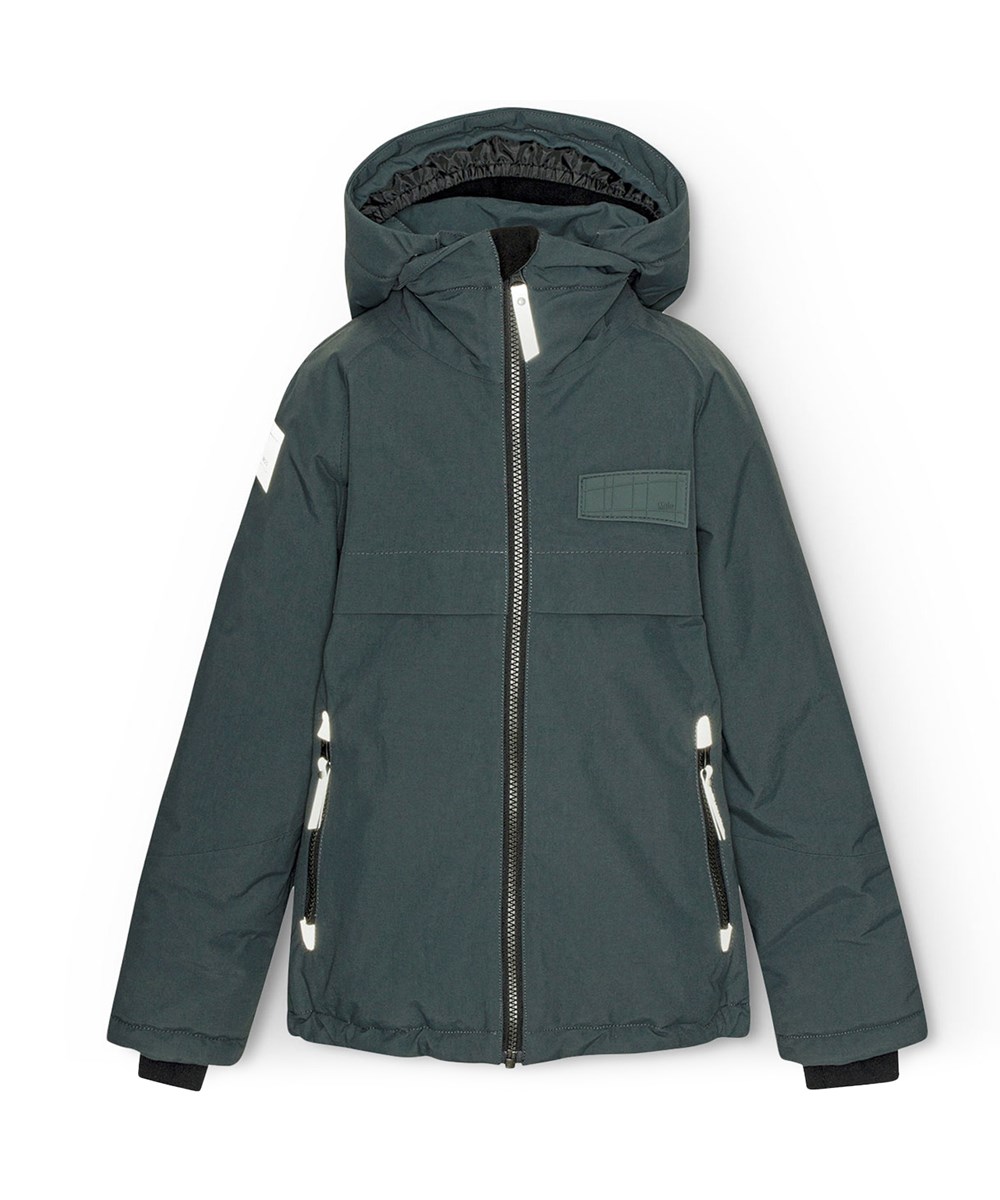 Castor - Space Grey - Grijze wind- en waterdichte winterjas voor kinderen van gerecycled nylon.