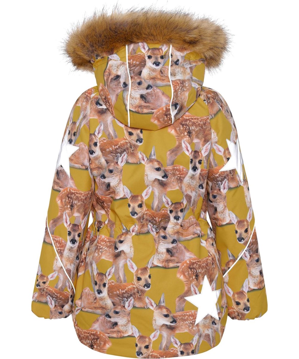 Cathy Fur - Fawns - Gerecyclede gele winterjas met hertenprint