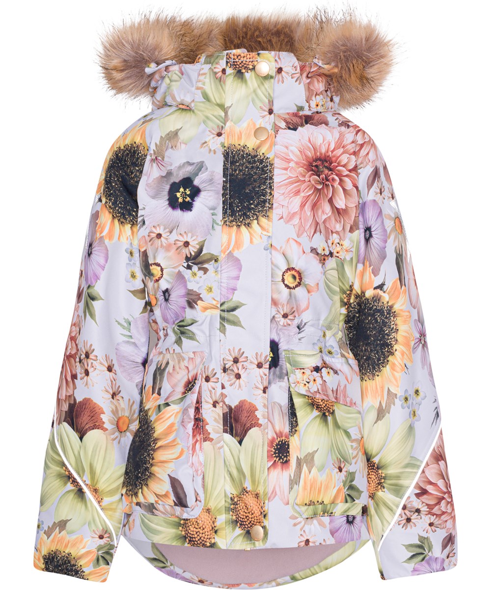 Cathy Fur - Retro Flowers - Gerecyclede winterjas met bloemenprint