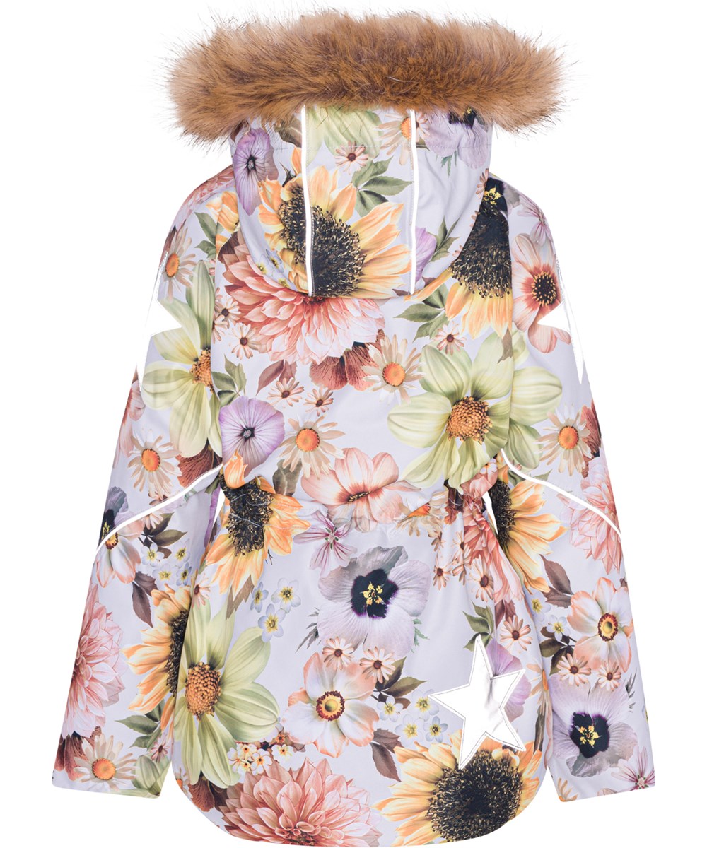 Cathy Fur - Retro Flowers - Gerecyclede winterjas met bloemenprint