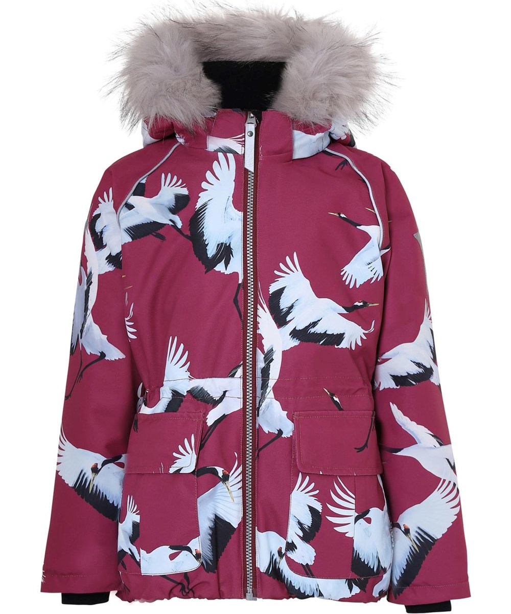 Cathy Fur - The Dance Of Life - Waterdichte winterjas met vogelprint en bont