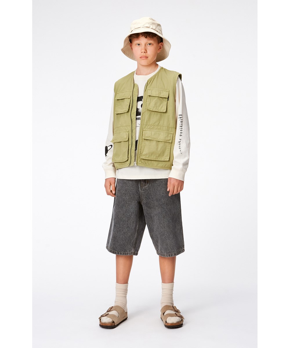 Haiko - Sage - Olijfgroene bodywarmer van katoen