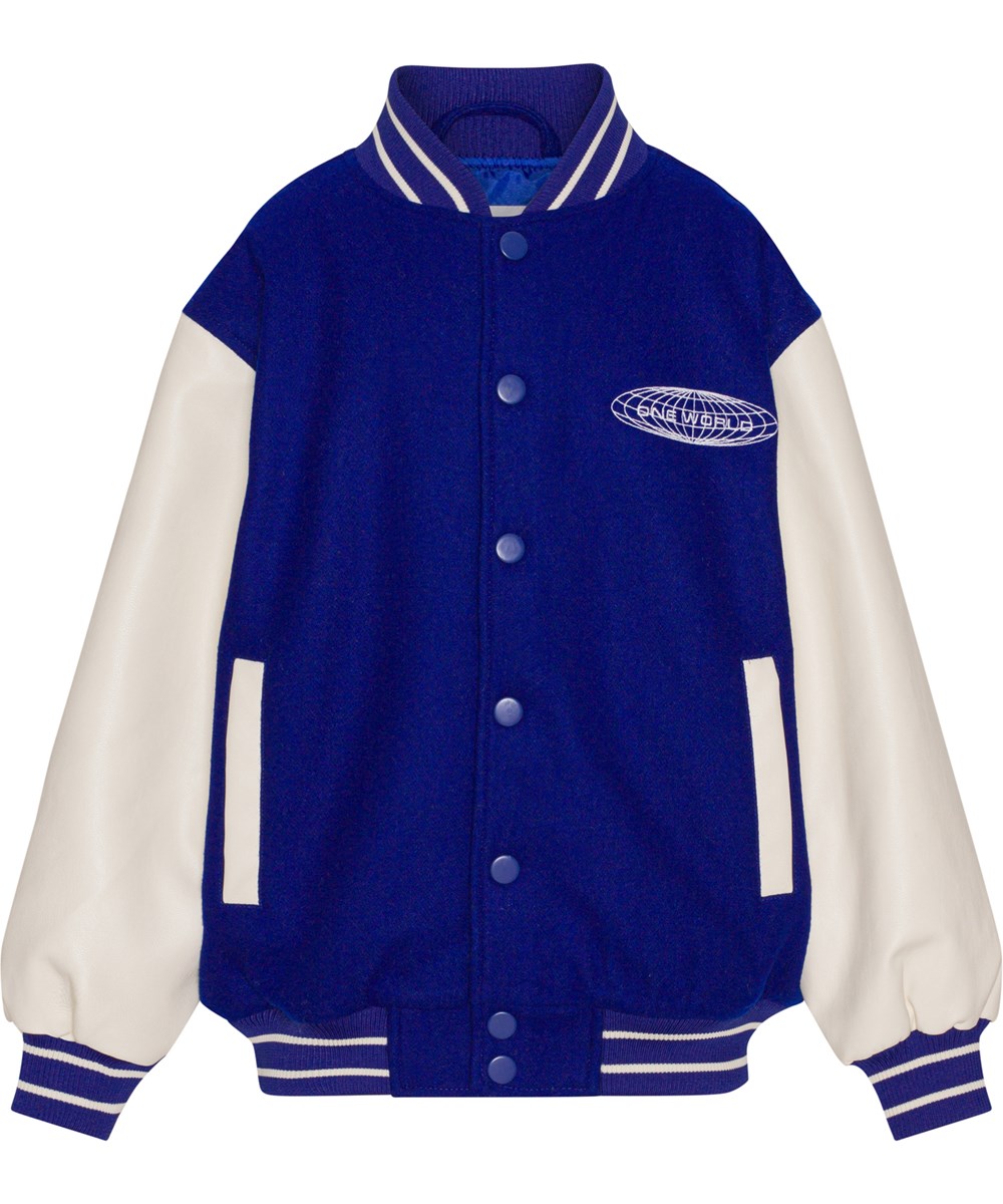 Hani - Royal Blue - Baseball jacket in het blauwe met witten mouwen