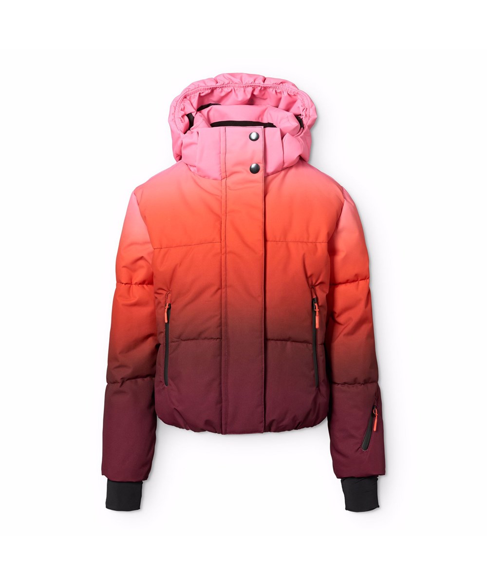 Hansine Pro - Fiery Red - Wind- en waterafstotende roze en rode winterjas voor kinderen gemaakt van gerecycled polyester met gerecyclede polyester vulling en 3M™ Thinsulate™.