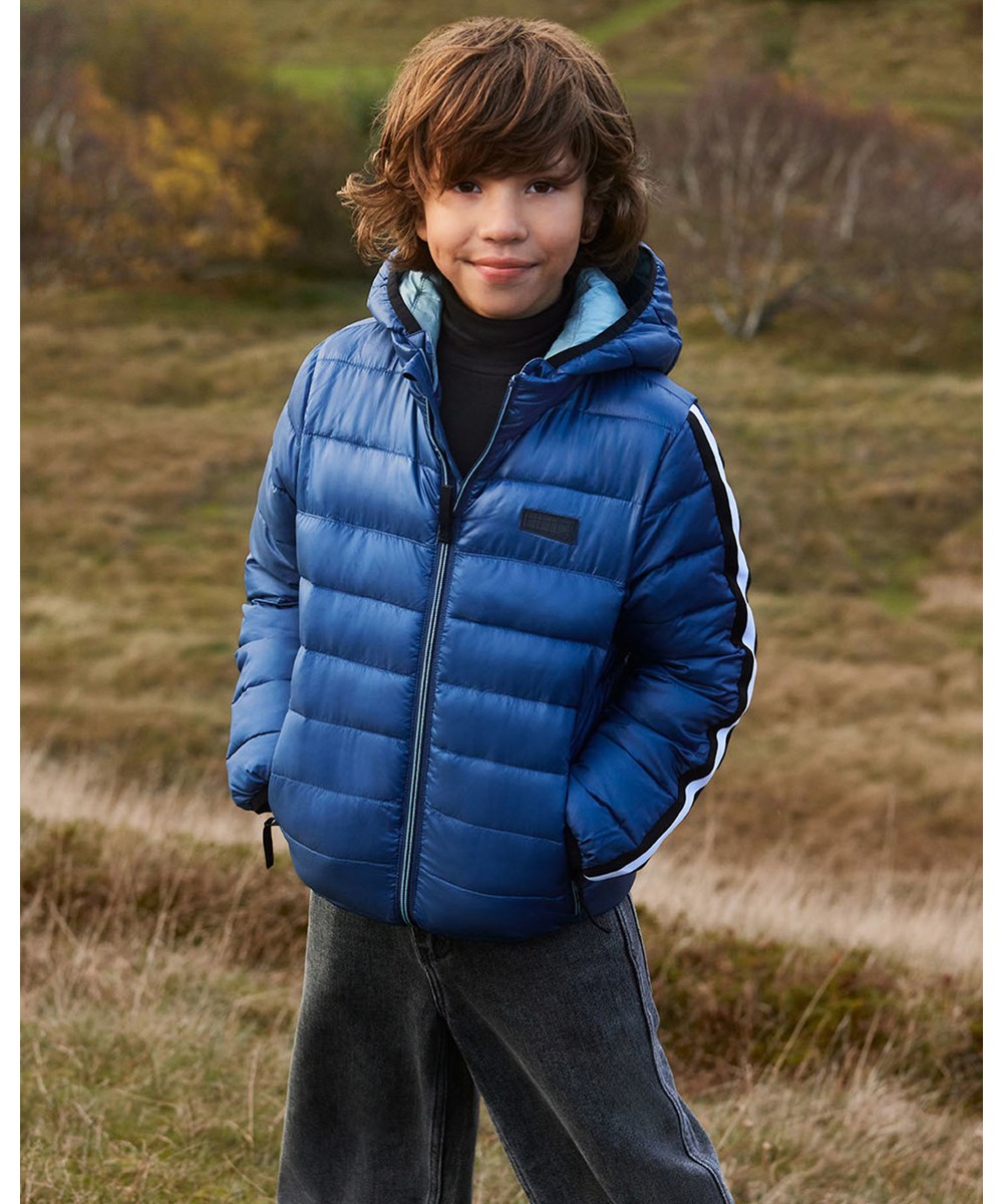 Hao - Dark Denim - Donkerblauwe donsjack met capuchon