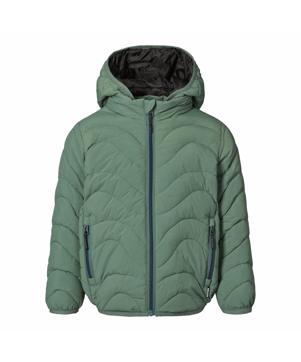 Hao - Mist Green - Groene waterafstotende gewatteerde kinderjas gemaakt van gerecycled nylon.