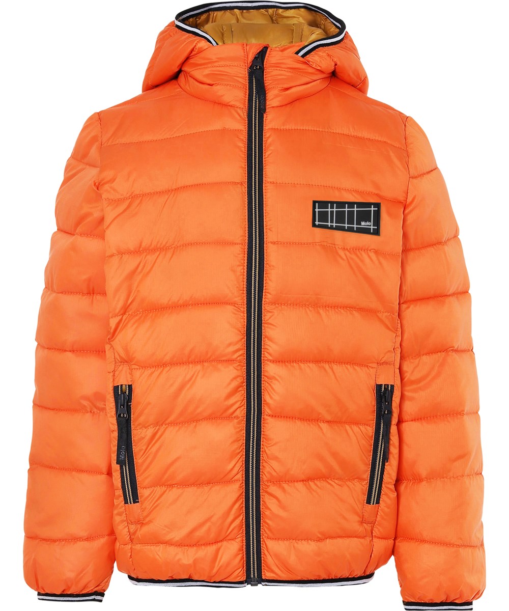 Hao - Signal Orange - Oranje winter donsjas met gouden naden