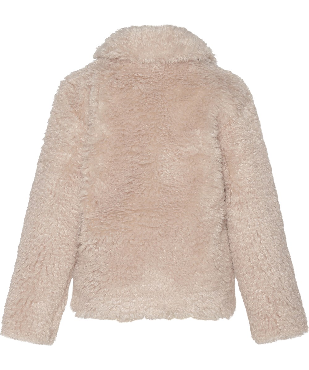 Harlyn - Pearled Ivory - Lichtroze korte imitatiebont jas 