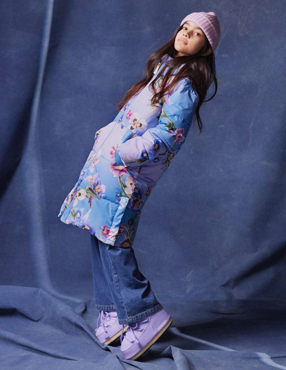Harper - Gradient Flower - Warme gewatteerde jas voor kinderen van gerecycled polyester met bloemenprint.