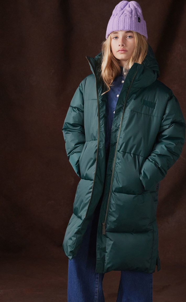 Harper - Ponderosa Pine - Zeegroene gewatteerde jas voor kinderen van gerecycled polyester.