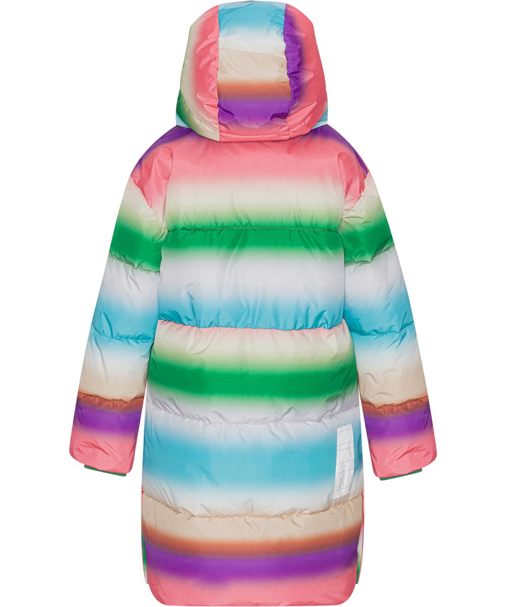 Harper - Rainbow Magic - Gerecyclede donsjas met pastelkleurige regenboogprint