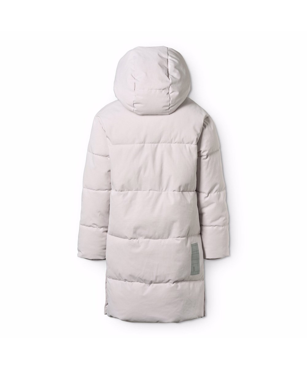 Harper - Lilac Marble - Wind- en waterafstotende lichtpaarse kinderjas gemaakt van gerecycled nylon met ritssluiting, hoge kraag en afneembare capuchon.