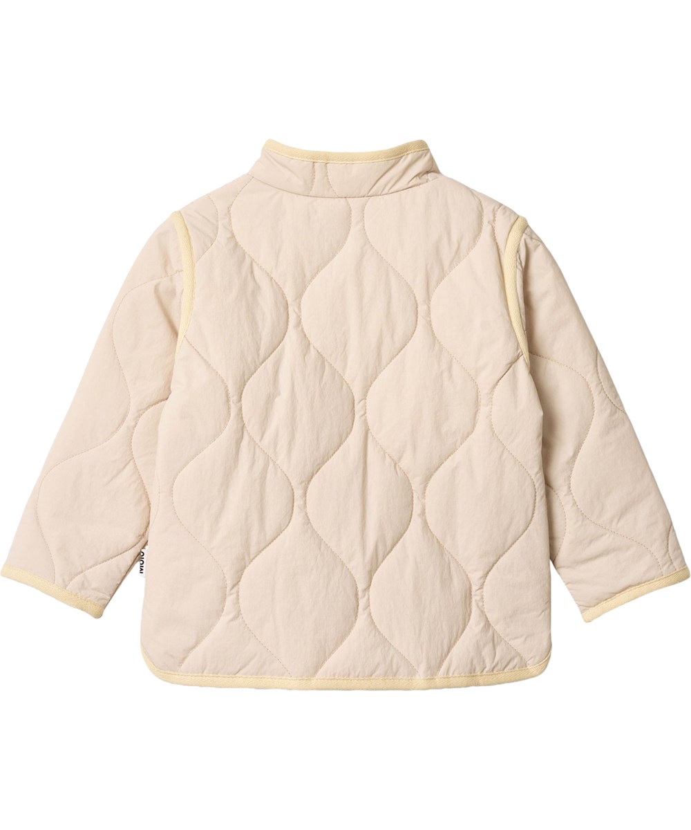 Harrie - Soft Powder - Beige waterafstotende thermojas gemaakt van gerecycled nylon met gewatteerd patroon voor kinderen