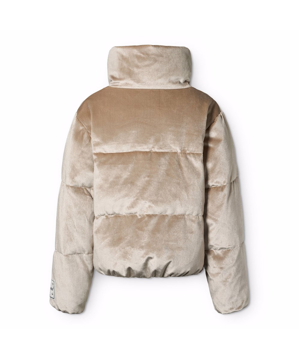 Havi 2 - Tuffet - Goudenbruine fluwelen kinderjas gemaakt van gerecycled polyester.