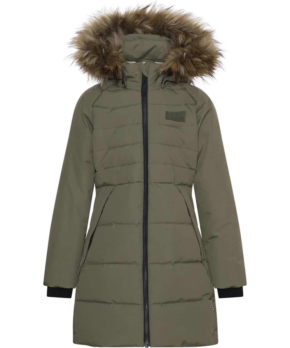 Hazeline - Vegetation - Groene gerecyclede winterjas met imitatiebont