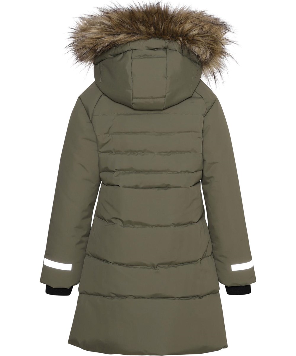 Hazeline - Vegetation - Groene gerecyclede winterjas met imitatiebont