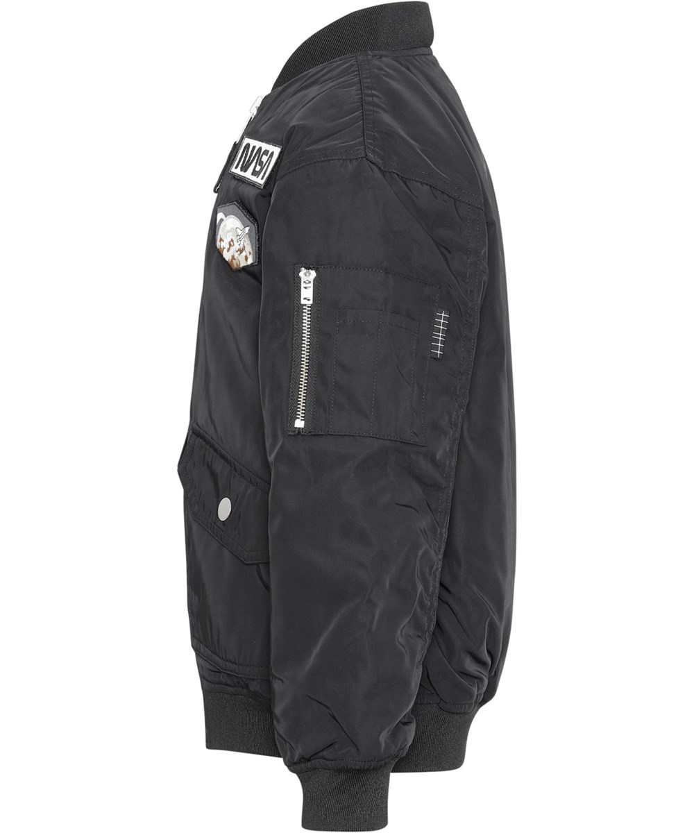 Heath - Black - Zwarte bomber jacket met Nasa en space