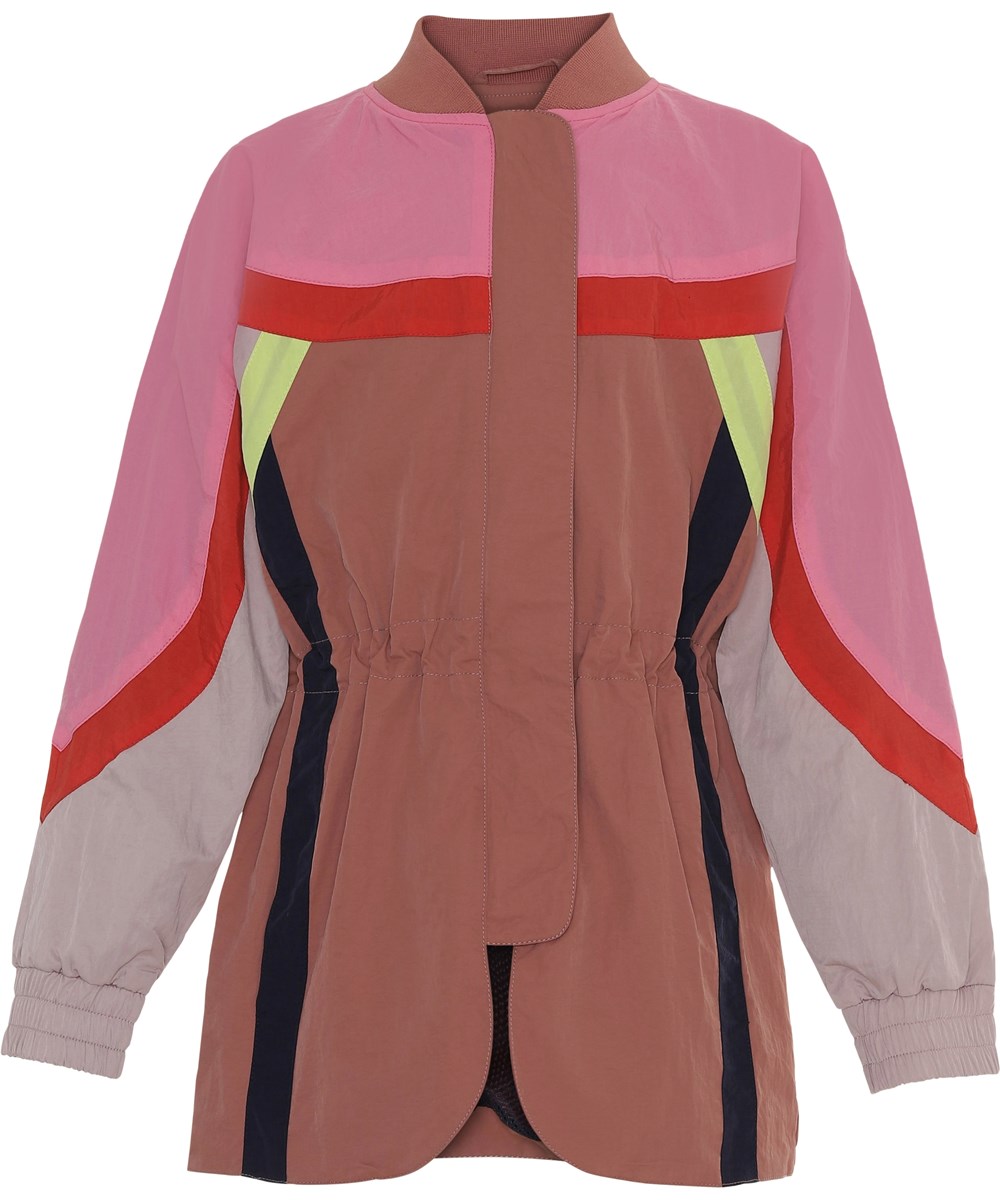 Heather - Cafe Créme - Roze en oud roze parka met neon