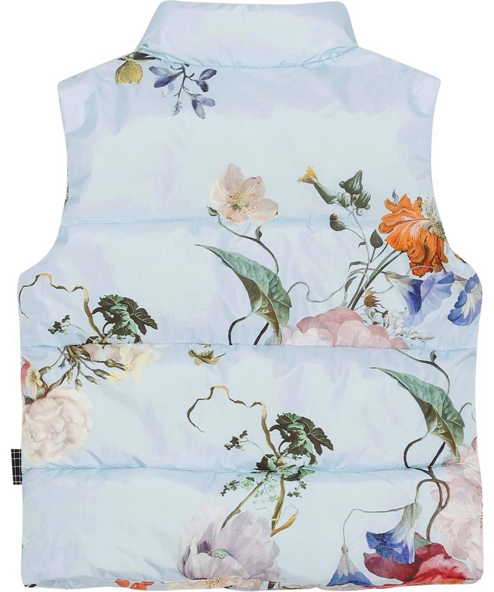 Heike - Botanic - Gerecyclede lichtblauwe bodywarmer met bloemenprint