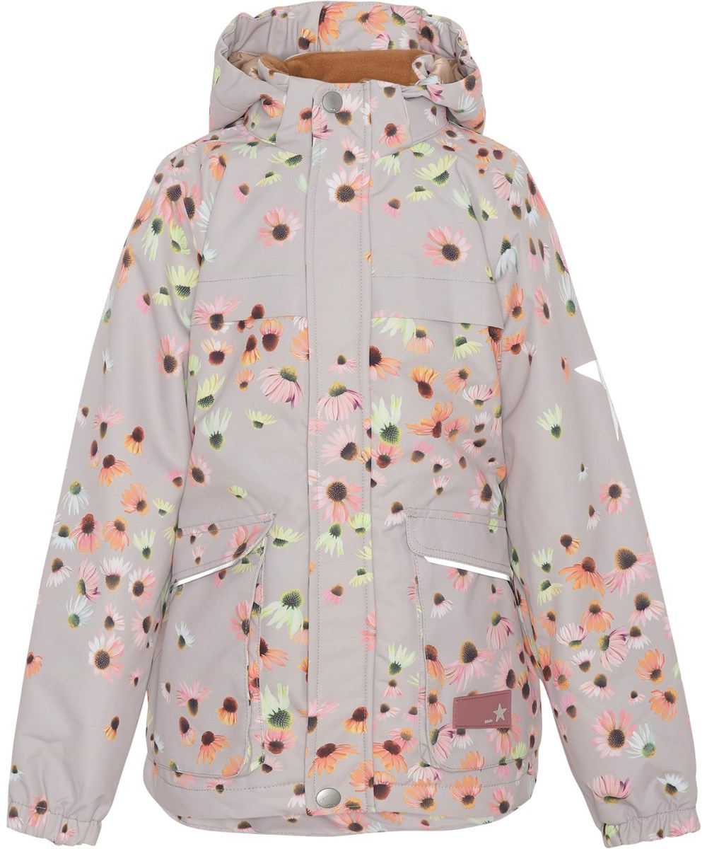 Heiko - Autumn Flowers - Gerecyclede roze unisex waterdichte jas met bloemen